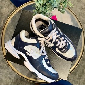 CHANEL SNEAKERS! 37! NAVY/WHITE!
